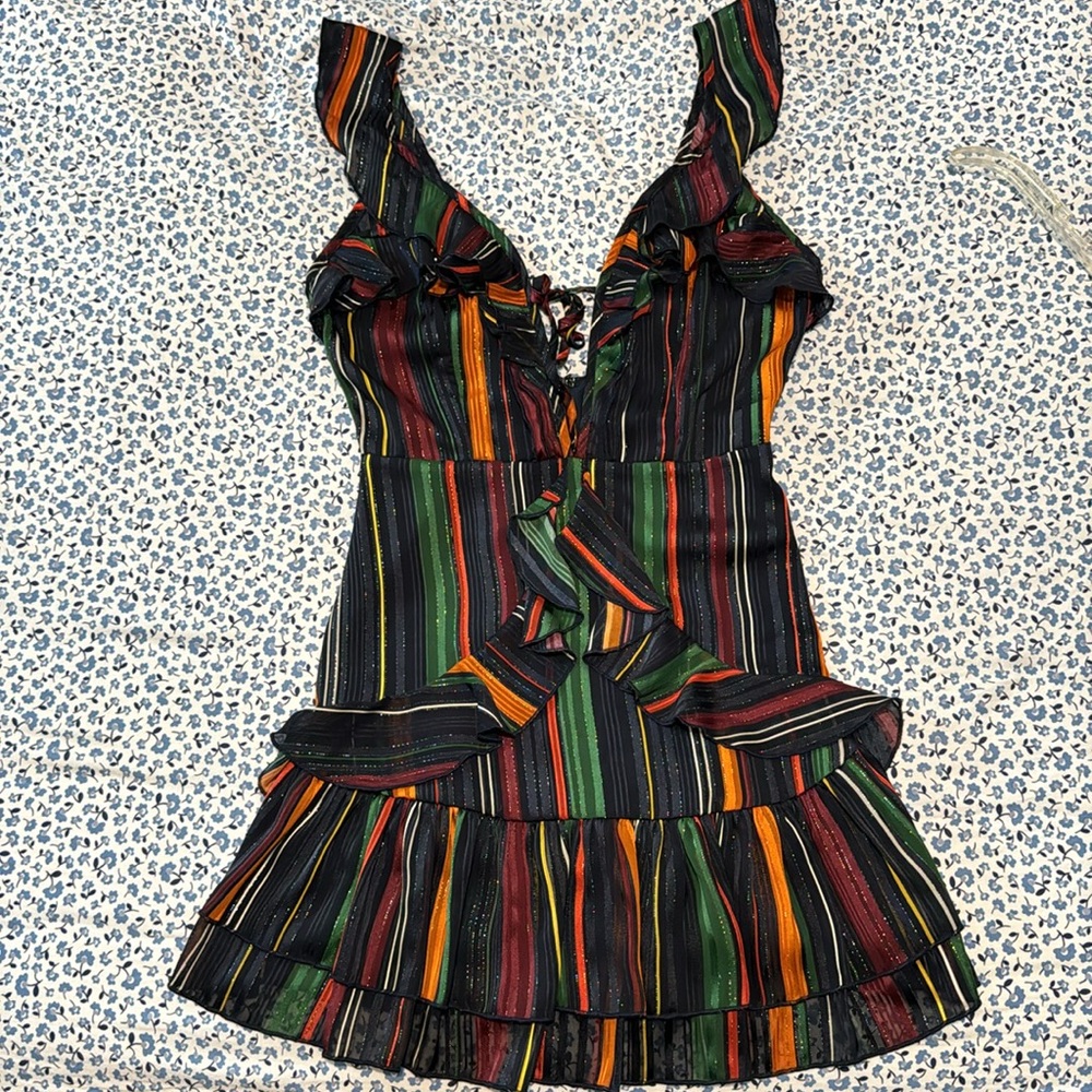 Karlie Striped Ruffled Dress